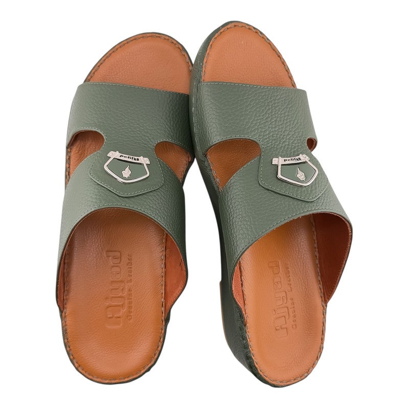 AJYAD Handmade Arabic Sandals For Men | Outdoor Mens Slippers | Everyday Flip Flops Open Toe | Arabic Genuine Shamwa Leather | New Design | Tan Footbed | Comfortable & LightWeight - Image 2